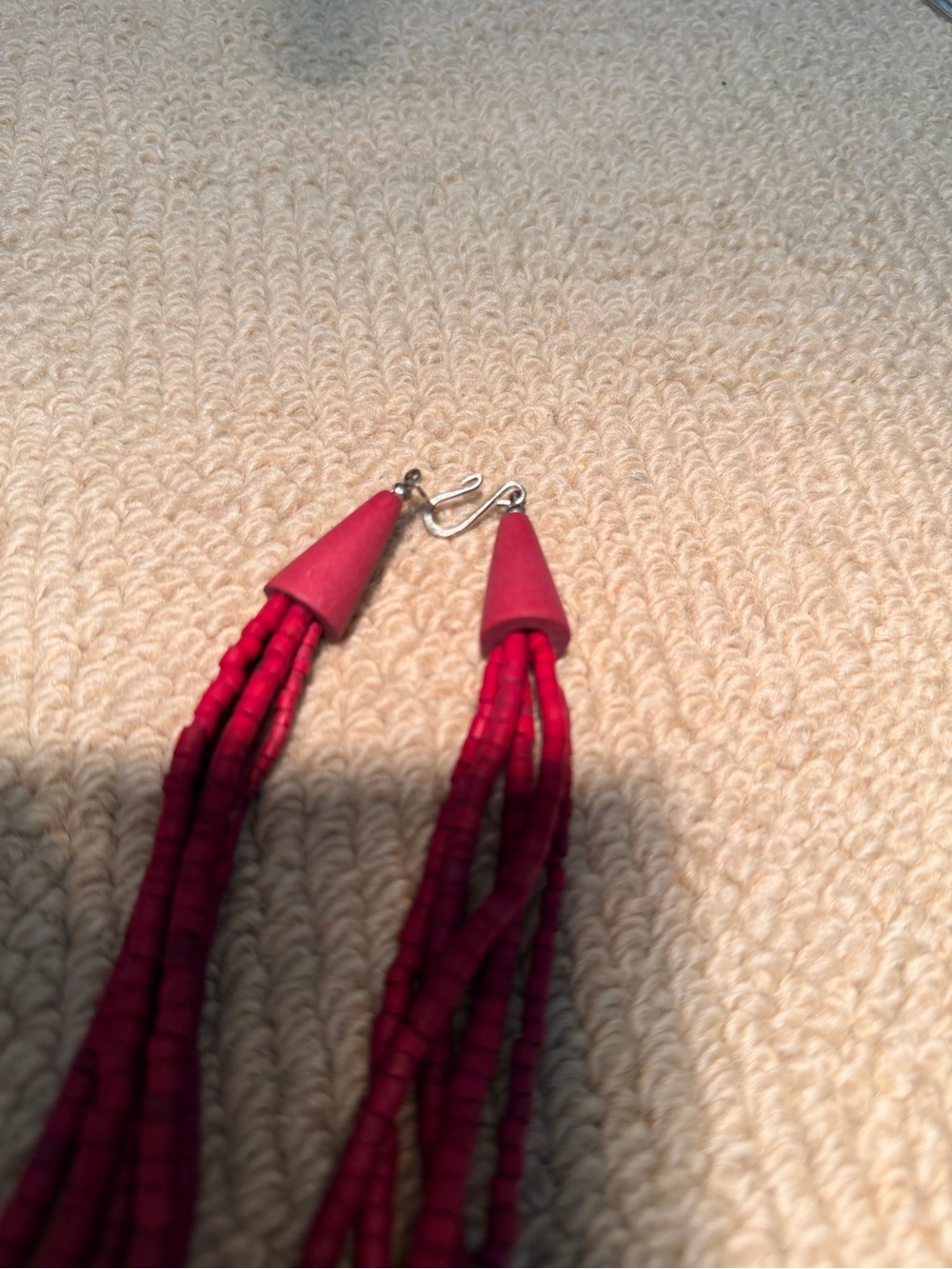 Red Multi-Strand Beaded Necklace - Bold Red Statement